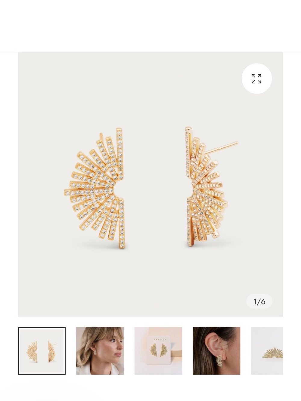 Sunburst Stud Earrings in Gold - Picture 2 of 6